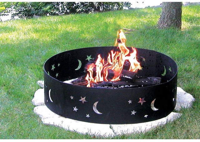 Fire Pit Ring Horses Design Backyard Wood Campfire Black Steel Shield New 36 In