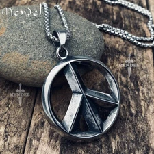 MENDEL Mens Peace Sign Necklace Pendant Symbol Men Stainless Steel Jewelry Chain
