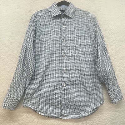 Tailorbyrd Shirt Mens Small Blue White Check Button Down Preppy Casual Flamingo