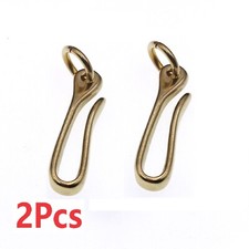2Pcs S Retro Solid Brass KeyChain Key Ring Belt U Hook Wallet Chain Fish Hook t