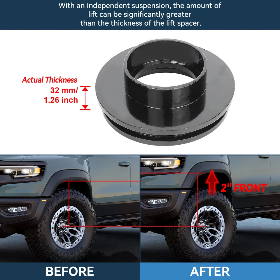 Kit elevador nivelador delantero ECCPP 2" acero para Chevy Silverado 1500 2x2 1999-2006 Foto 2 de 4