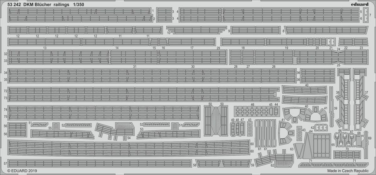 Eduard Accessories 53242 - 1:350 DKM Blücher Railings for Trumpeter - New