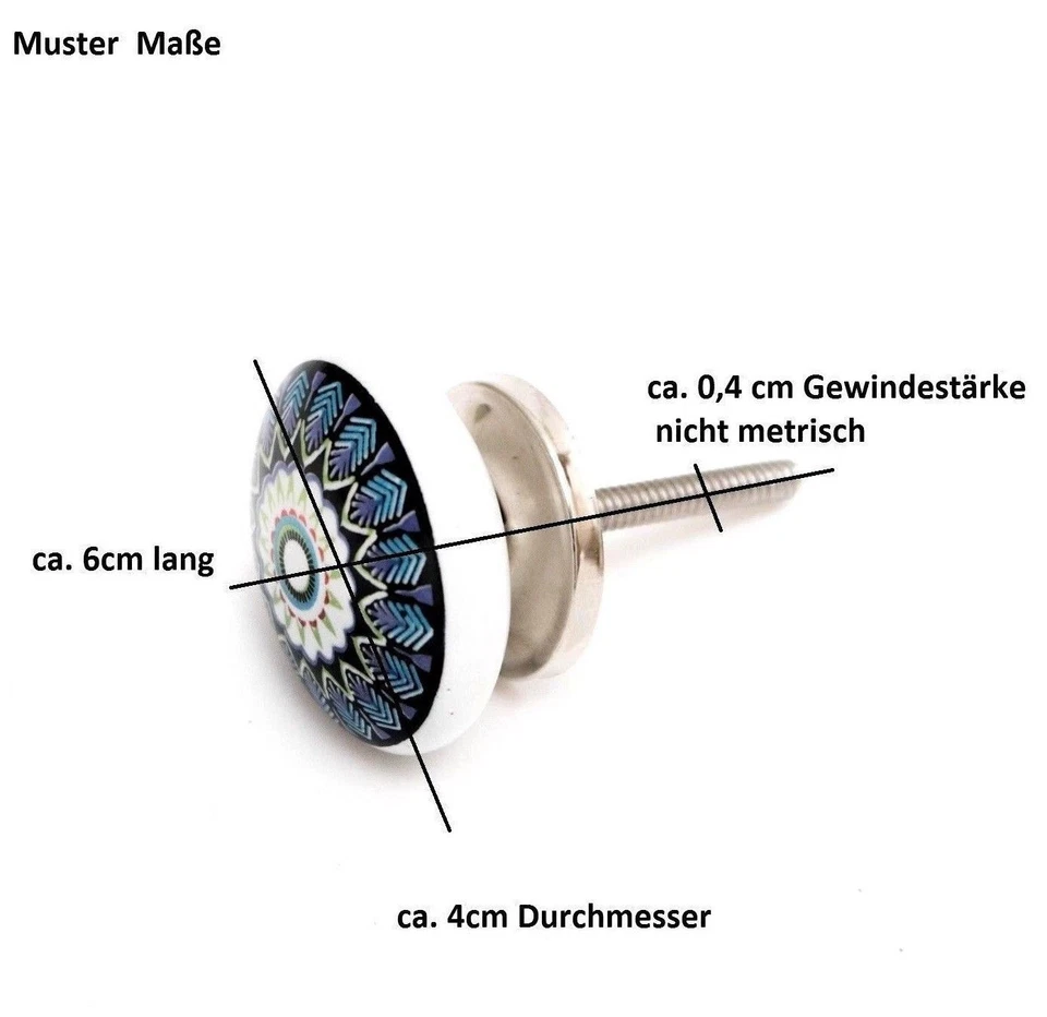 Möbelknopf Porzellan Möbelknauf für Schubladen schwarz Kommodenknopf - Bild 2 von 2