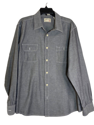 Ralph Lauren Men's XL Cotton Button Front w/Pockets Gray Long Sleeve Shirt