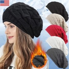 Women's Knit Slouchy Baggy Beanie Winter Hat Ski Fleece Slouchy Cap Xmas Gift US