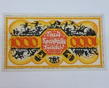 1000 Mark 1922 Germany Bielefeld Gold, Red and Black Silk Notgeld Unc