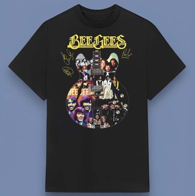 Vintage Bee Gees Band Photo Guitar T-shirt Gift for Fans All Size S-4XL