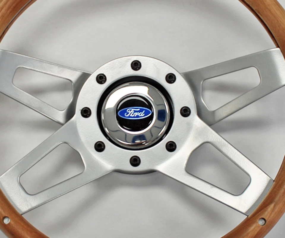 78-91 Ford F100 F150 F250 F350 Bronco 13 1/2" 4 radios empuñadura madera volante Foto 2 de 4