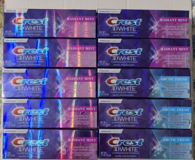 Crest 3D White Radiant Mint Teeth Whitening Toothpaste, 2.7 oz, Pack of 6