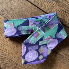 Vintage 80s Abstract Pattern Pastel Rayon Tie