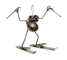 Sugarpost Mini Gnome Be Gone Skier Outdoor Garden Welded Metal Art