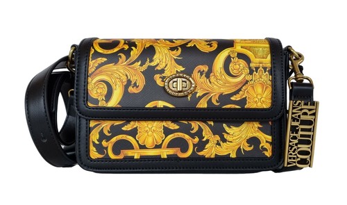 VERSACE couture borsa tracolla donna stampa baroque E1VWABM1 nero oro | eBay