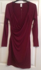 Beautiful Burgundy Wrap Dress by Vila, Long Sleeves, Size M