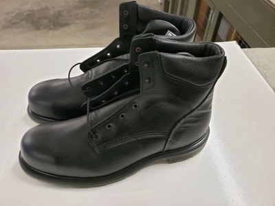 black and red work boots