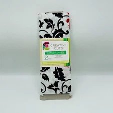 2 Yards Creative Cuts Fabric Black Scrollwork Red Flowers Asian 72" x 44" 