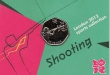 London 2012 Royal Mint Olympic SHOOTING 50p coin new ON CARD uncirculated