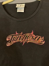 Vintage ODM Latina Glitter Shirt Traviesa Tight Crop In Size Large Naughty Fun