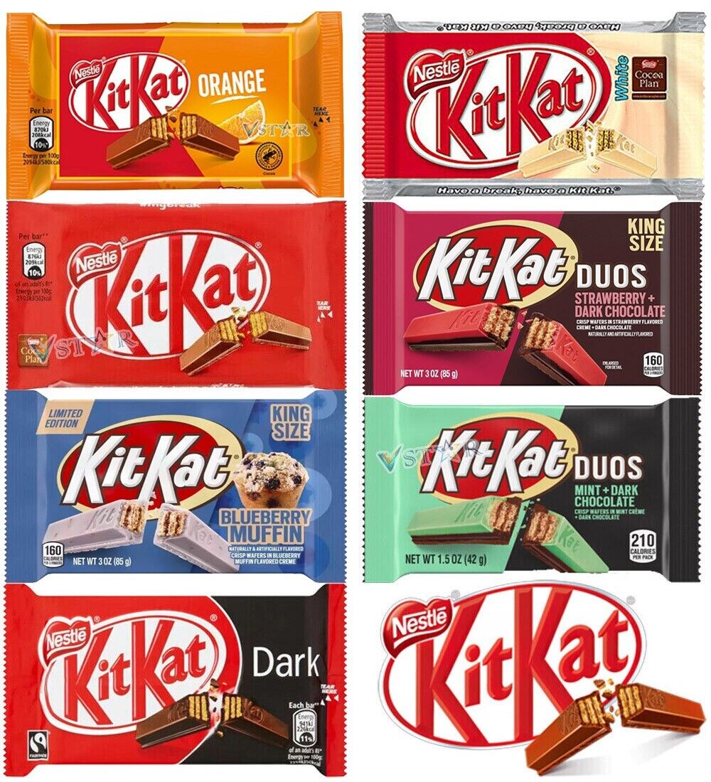 Kit Kat 10 x Mixed Chocolate Bars Milk, Blueberry, White, Strawberry,  Orange etc