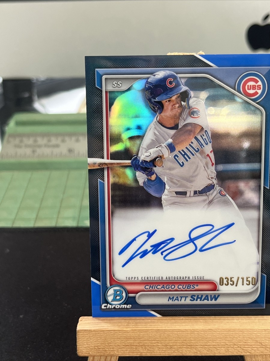 2024 Bowman Matt Shaw Chrome Auto Blue Refractor 35/150 Chicago 