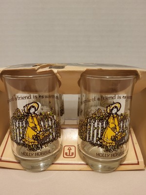 Vintage Anchor Hocking Holly Hobbie Juice Glasses 6oz