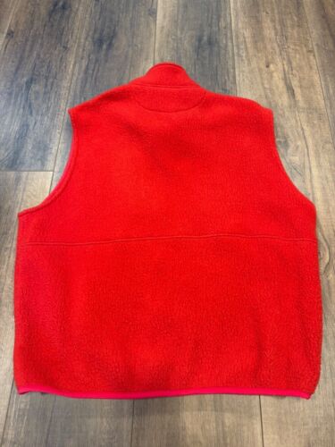 Vintage Lands End Mens Red Fleece Vest XL46-48 USA Deep Pile Full-Zip Pockets - Picture 3 of 5