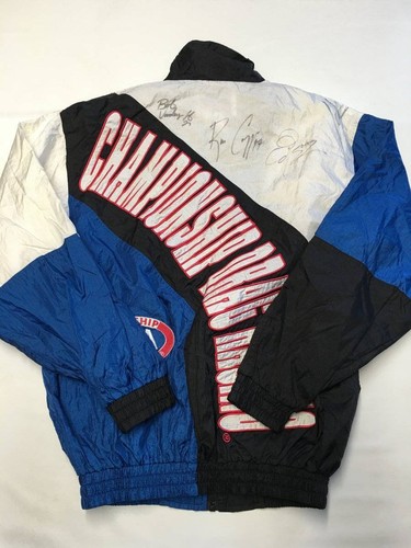 Mens DELONG Multicolor Vintage NHRA Drag Racing Jacket Sz S Autographed - Picture 5 of 7