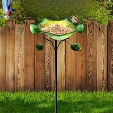 Metal Bird Bath Yard Decor Versatile with Stake Iron Ideal Gift Stable Support