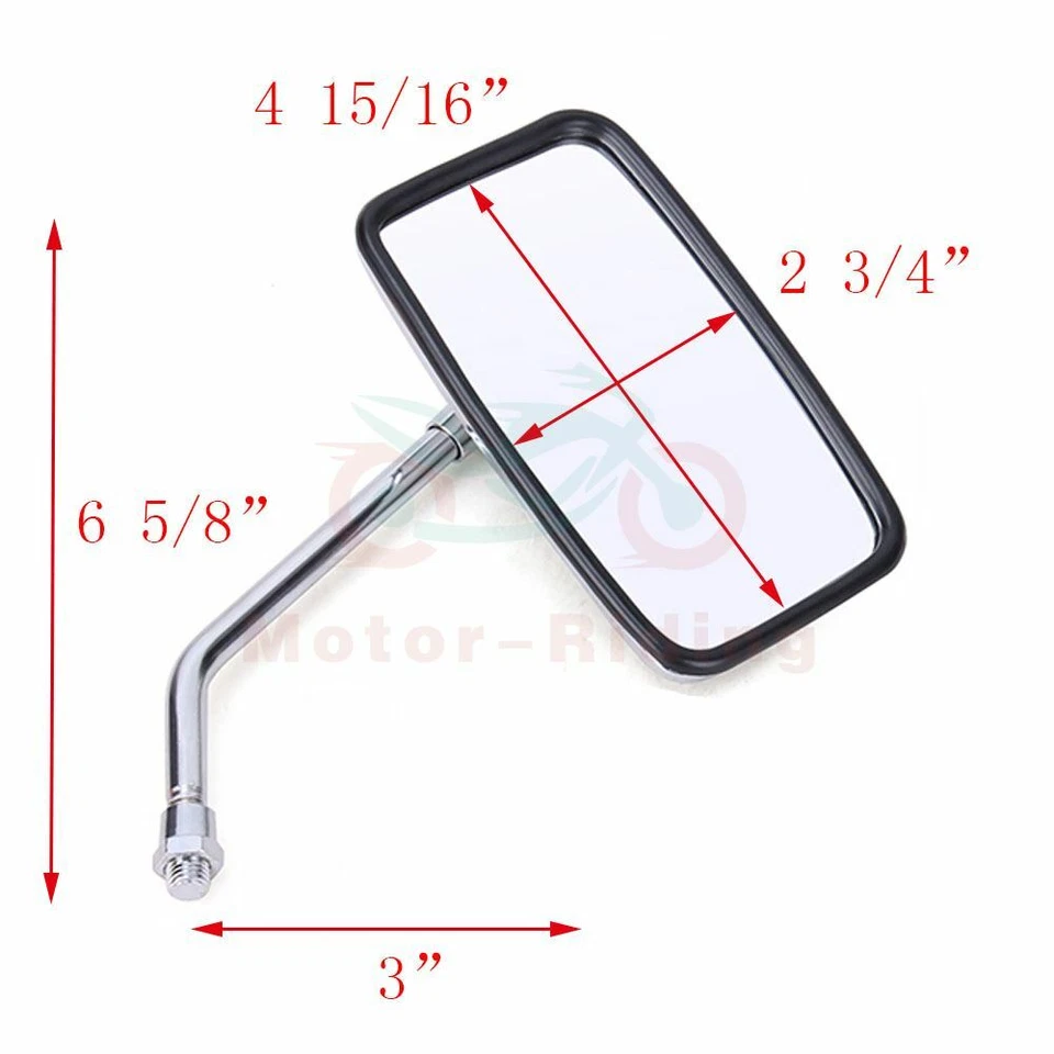 Espejos retrovisores cuadrados cromados de 10 mm para motocicleta vástago largo para Honda Suzuki Foto 2 de 4