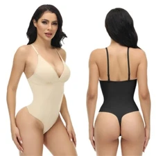 Women Removable Strap Bodysuit Shapewear Top Tummy Control Camisole Body Shaper