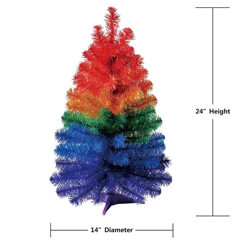 Holiday Time Non-Lit Tinsel Artificial Christmas Tree, 24", Rainbow Color - Picture 4 of 5