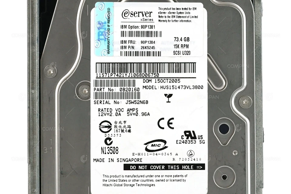 90P1384 IBM 73GB 15K U320 SCSI 3.5 LFF HOT-SWAP 26K5245 - Image 4 of 4