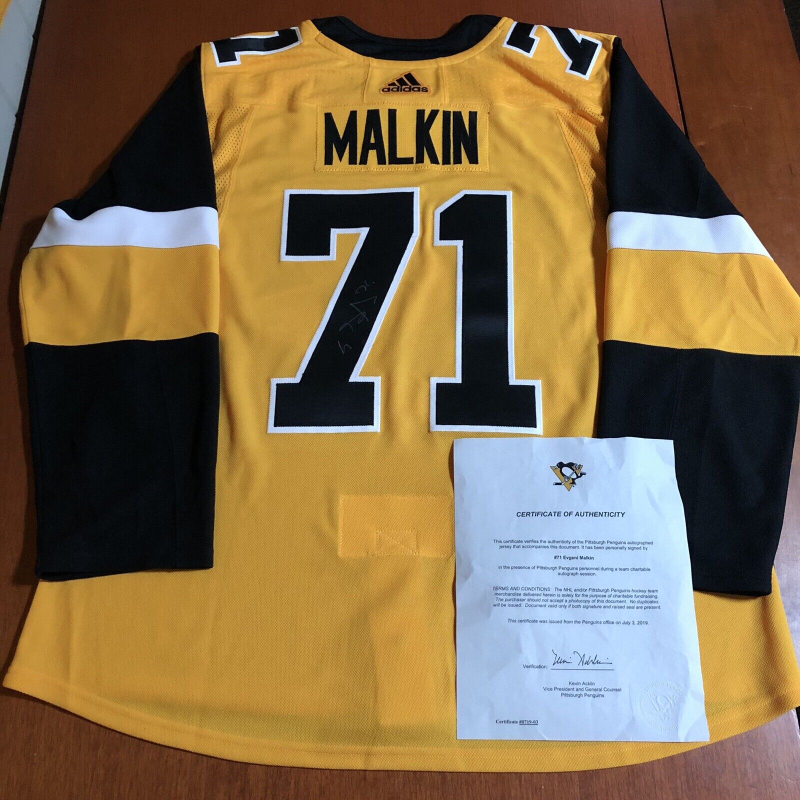 Evgeni Malkin Signed Pittsburgh Penguins Alt City Adidas Jersey