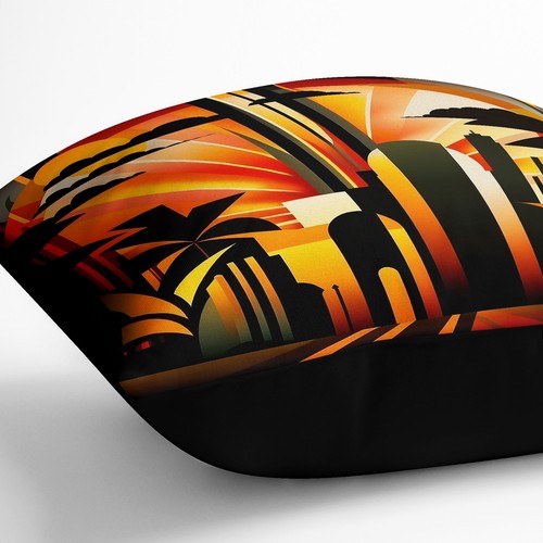 Plump Cushion Art Deco Sunset Abstract Expressionism No.1 Scatter Throw Pillow - Picture 3 of 3