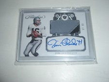 JIM PLUNKETT 2017 FLAWLESS JUMBO GAME USED JERSEY PATCH AUTO 03/15 SIGNED CARD