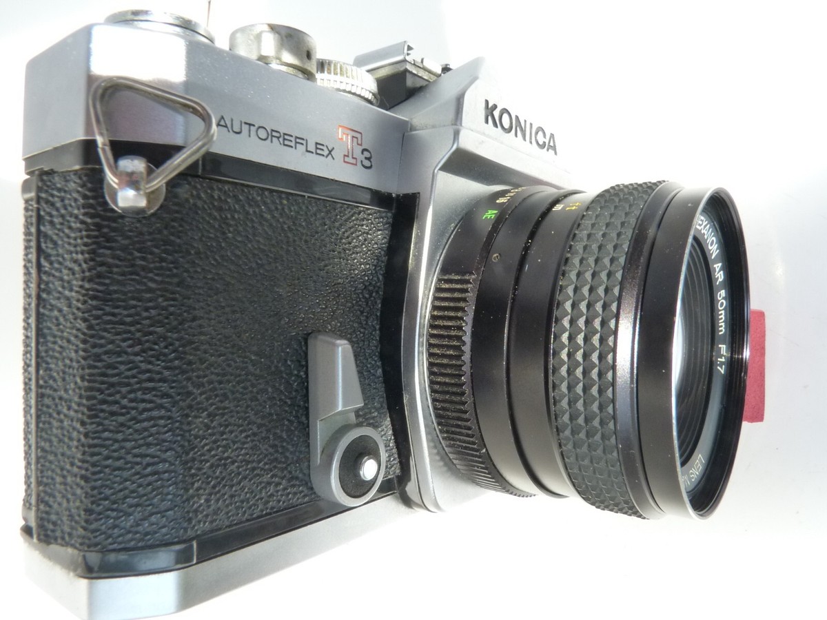 VINTAGE Konica Autoreflex T3 Chrome SLR Camera, Hexanon AR 50/1.7