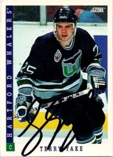 1993 -Terry Yake- Score Autograph/Signed/Auto Hockey Card #259 Whalers