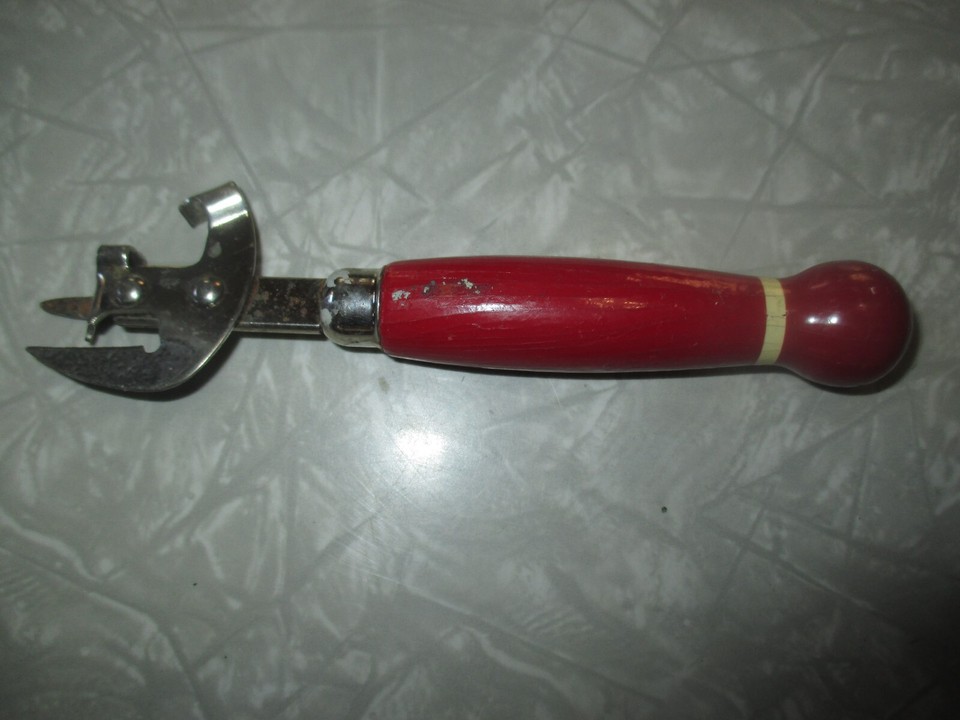 MCM Ekco PREOWNED Vintage MADE In USA CAN OPENER Wooden HANDLE 1950