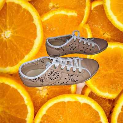 Geox  Respira Tan Sneakers with Floral Cutouts Size 8