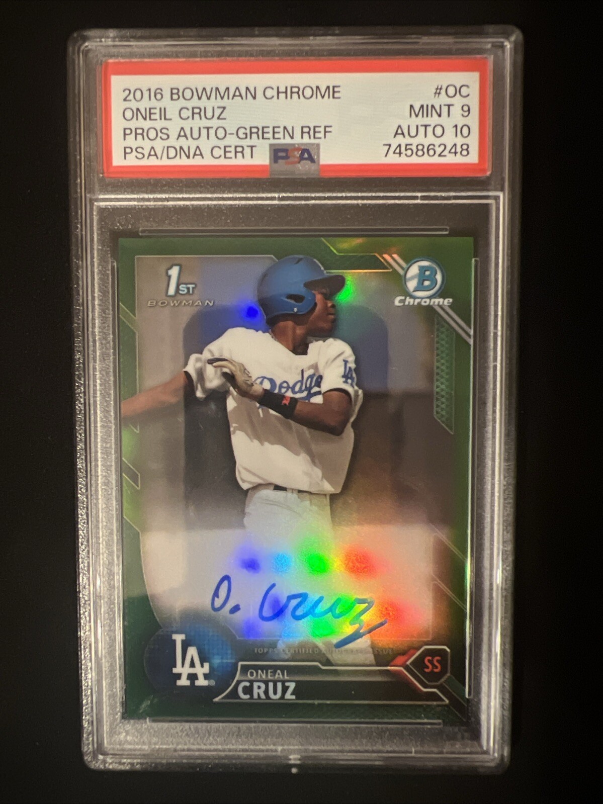 ONEAL CRUZ 2016 Bowman Chrome GREEN Refractor Auto /99 Psa 9 auto 10