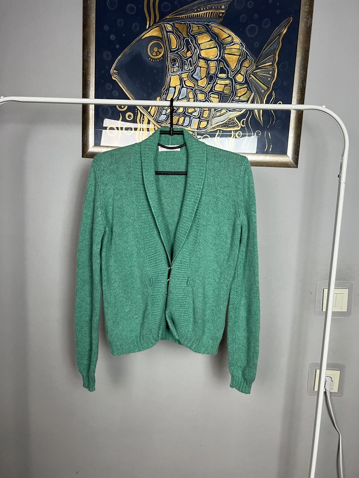 Cárdigan Suéter Brunello Cucinelli Cachemira Verde Esmeralda Tejido Talla XS-S Foto 3 de 4
