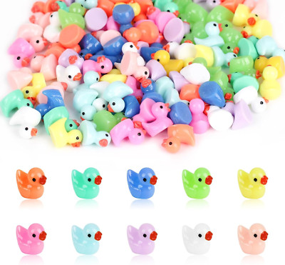 100 Stück Mini Enten Bunten,Kleine Enten Resin,Mini Badeenten Deko,Duck Mini Fig