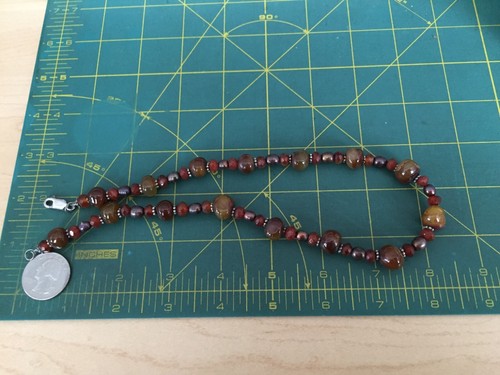 Vintage Necklace MARKED 925 STERLING SILVER Chain Pearl Carnelian Jewelry lot y - Picture 4 of 6