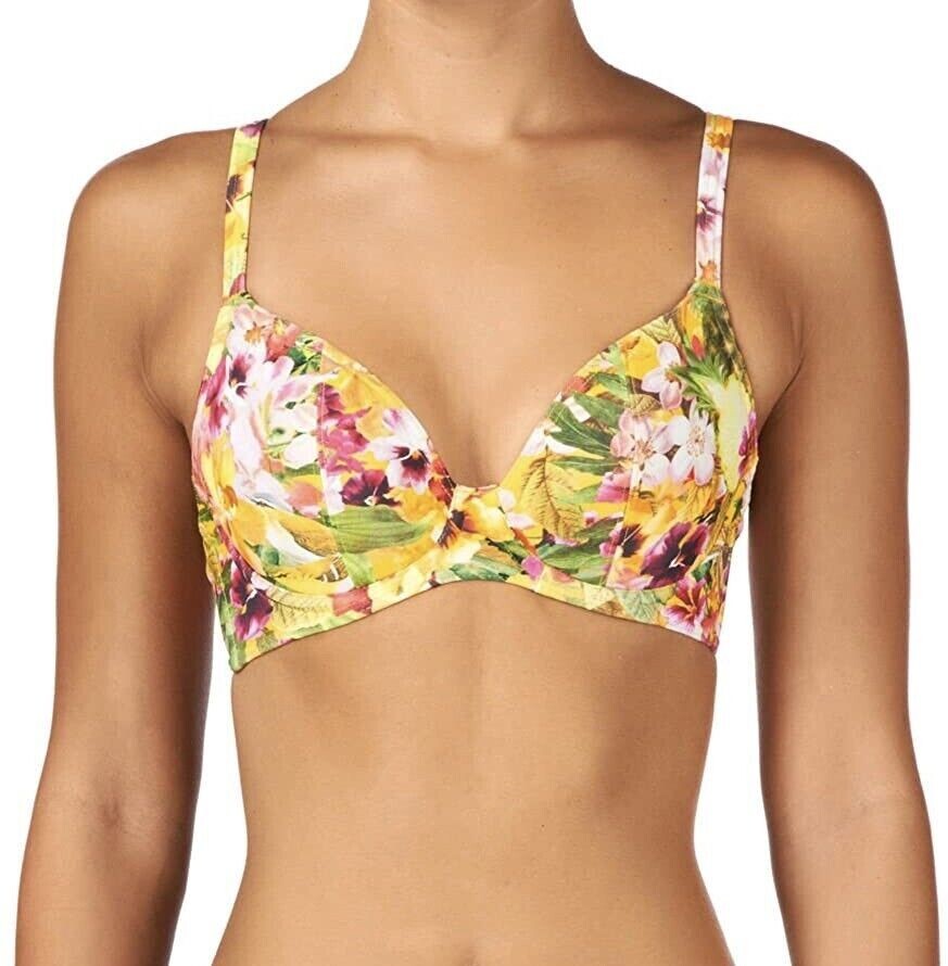 Freya Copacabana Bikini Top Size 32D Fruit Salad Underwired Plunge Bra 3594 New