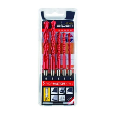 Alpen Profi Multicut ATM5 5pc Multi-Purpose Drill Bits 1/4 Hex Shank Set