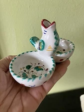 Mari Deruta Italy Olive Serving Dish Bowl Hand Painted Bird Toothpick Holder