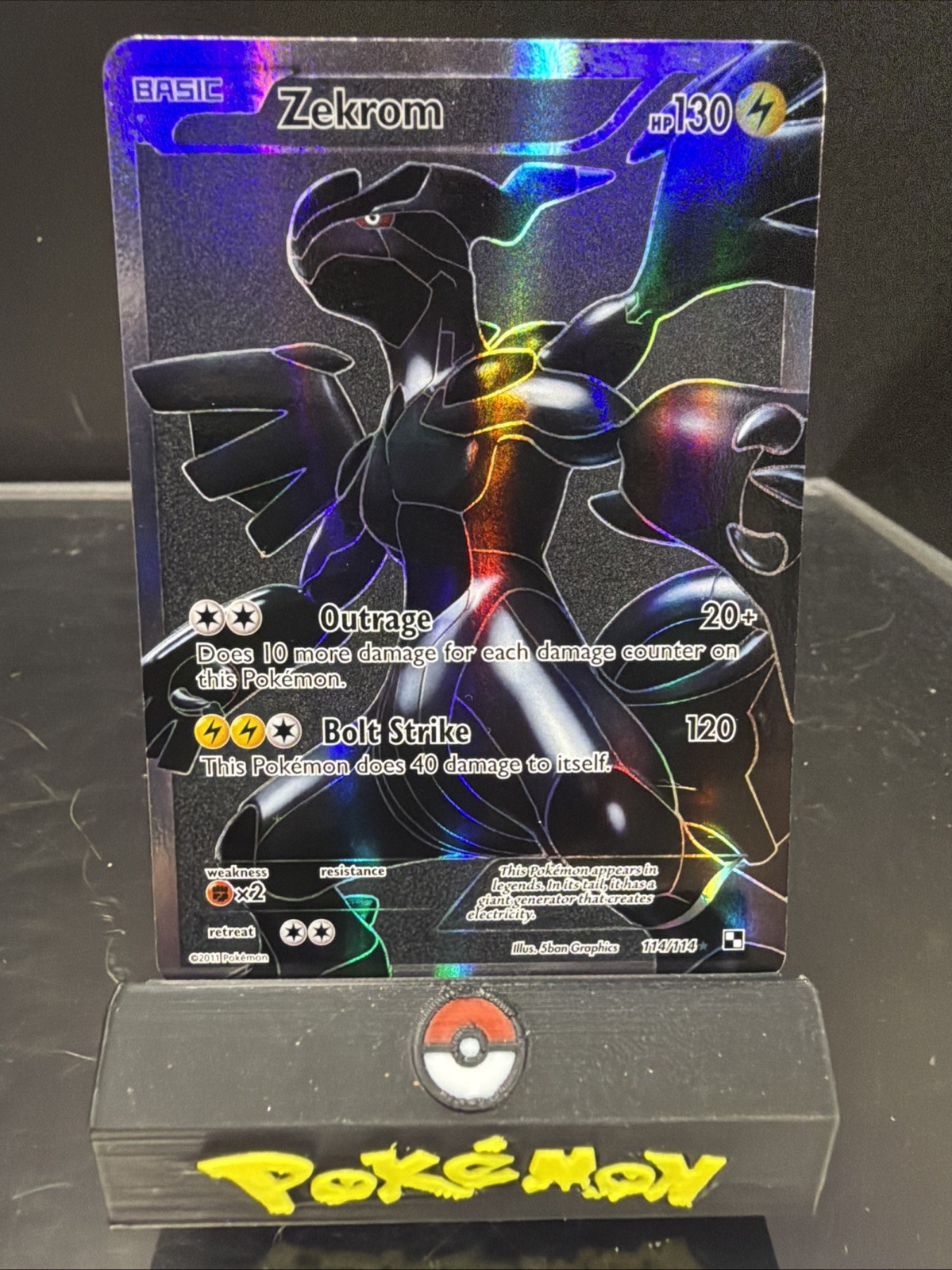 Zekrom 114/114 Black & White Base Full Art Holo Rare Pokemon Card LP