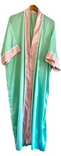 Long Silky Women  s Poly-Nylon Wrap Kimono Robe Mint Green  Pink Sz XL NO TIE 