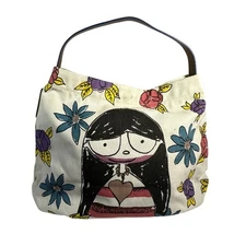 MARC JACOBS Miss Marc Canvas Hobo Shoulder Bag​ White Floral Cotton Multicolor