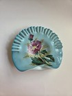 Antique Blue Hand-blown Hand Painted Flower Plate With Ruffled Edge — photo 5