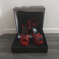Saint Laurent 2004 Red Patent Leather Strappy Ankle Strap Stilettos EU 40 UK 6.5
